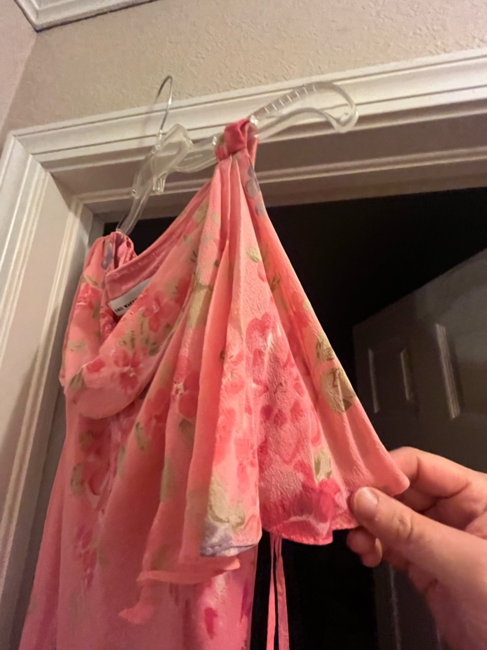 Pink Floral One-Shoulder Dress